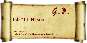 Gáll Miksa névjegykártya
